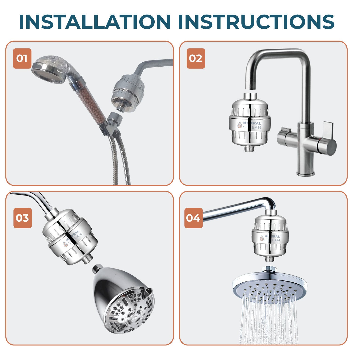 Suihkusuodatin kovalle vedelle