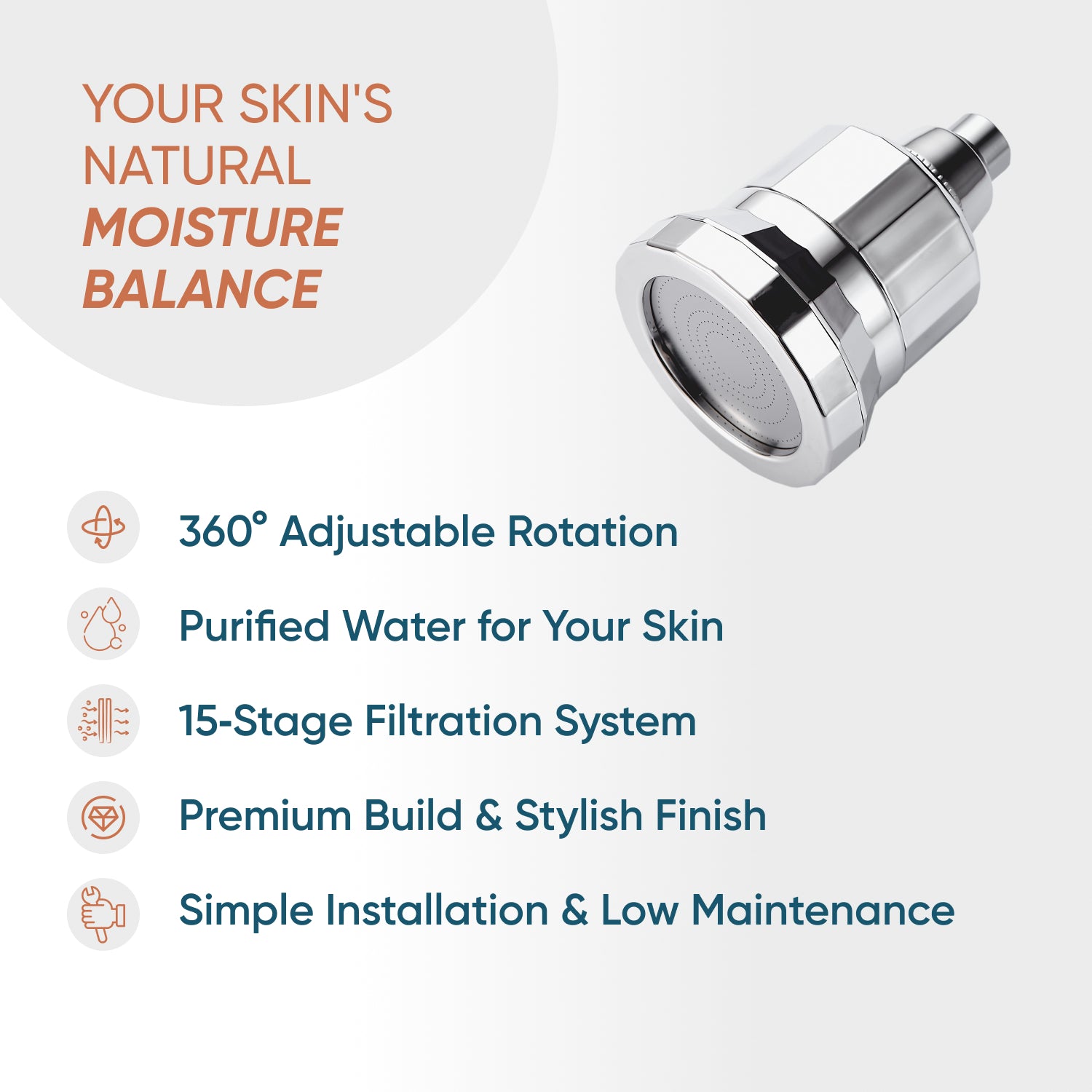 SkinPro - Edistyksellinen suodatettu suihkupää, musta