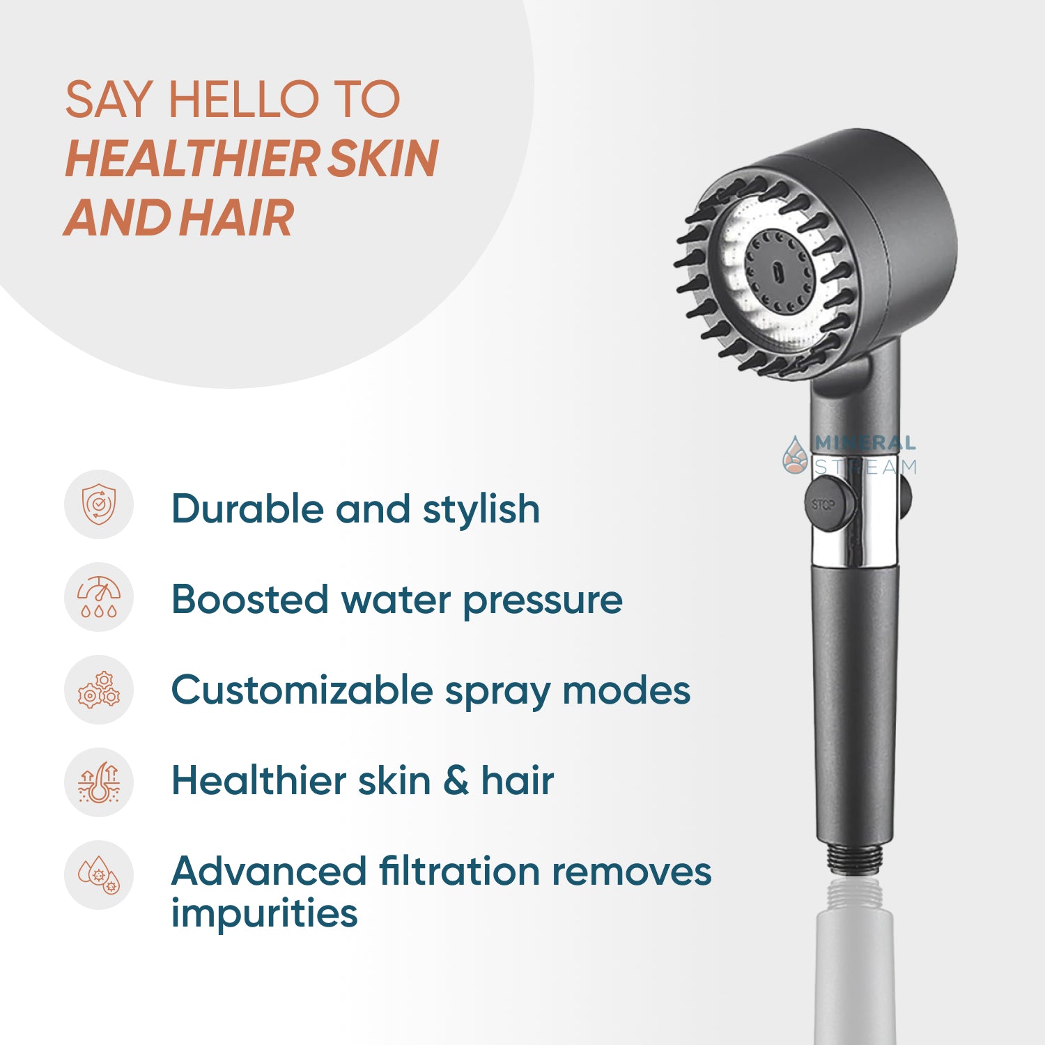 MINERALSTREAM-HIERONTASUODATTU SUIHKUPÄÄ