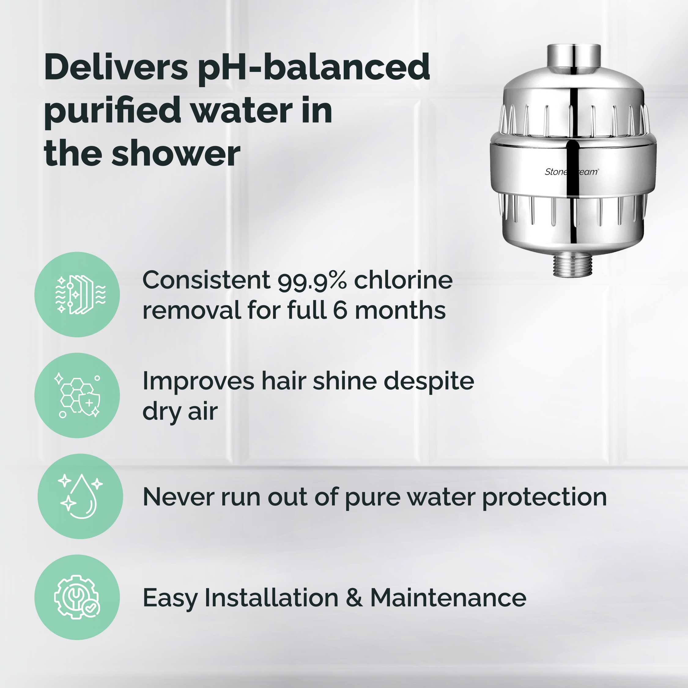 Suihkusuodatin kovalle vedelle